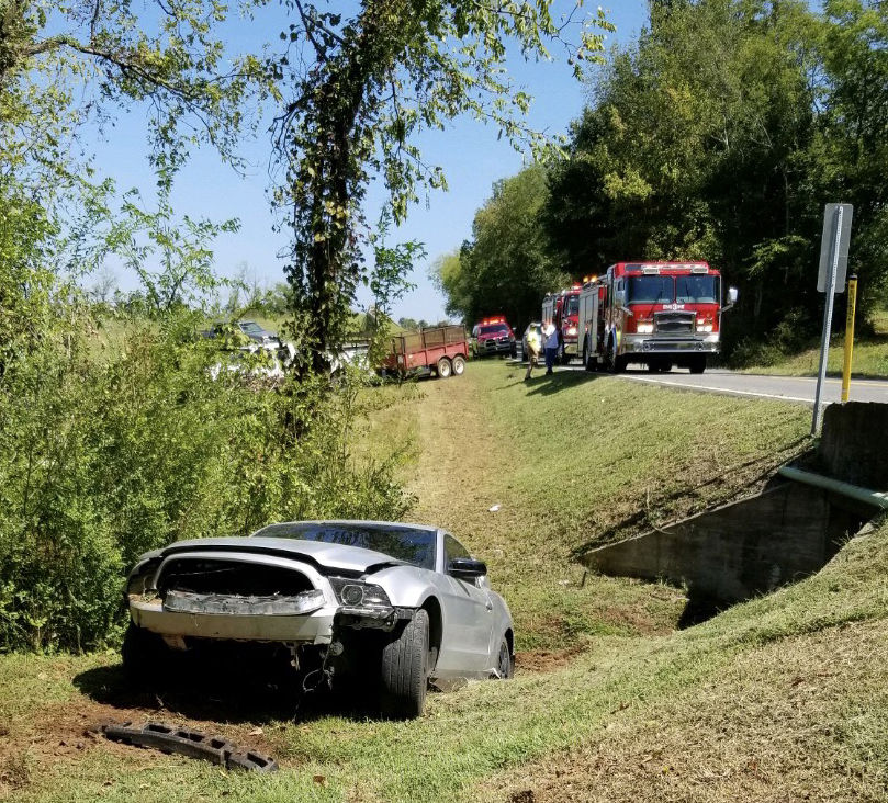 Car leaves the road on Highway 307